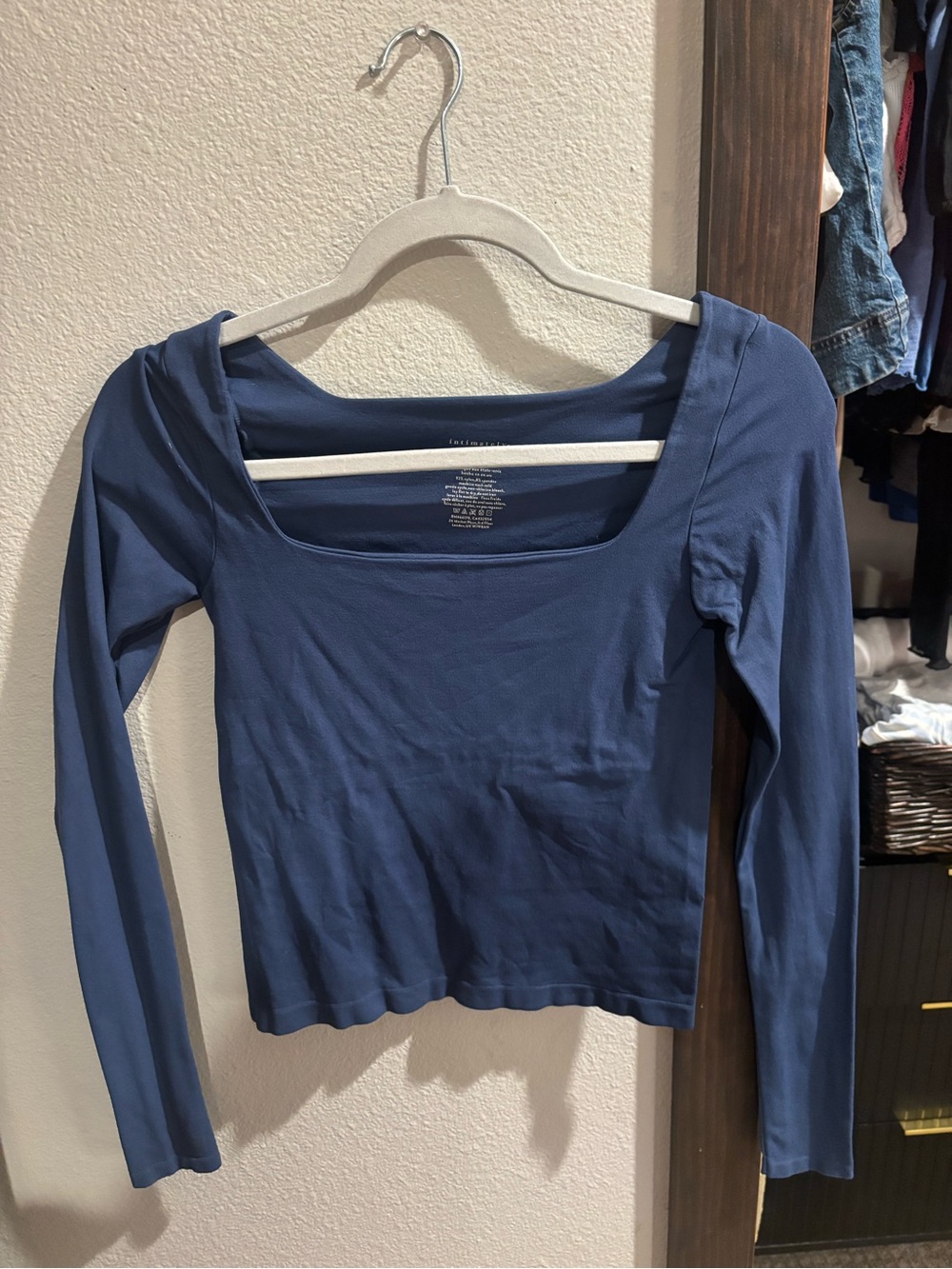 Free People Long Sleeve Square Neck Top - Blue